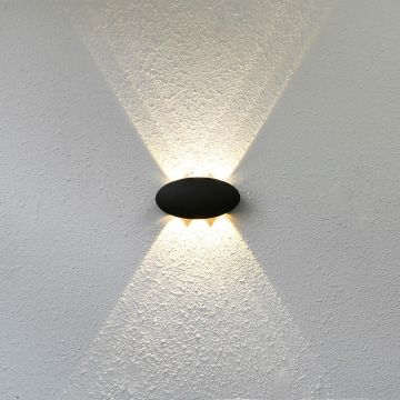 Italux Pontas OWL-55034-BK Nástěnná lampa 1x6W/LED 3000K 430lm IP54