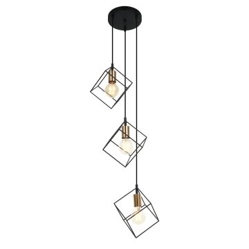 Italux MORESTEL MDM-4244/3 BK+BRO Závěsná lampa 3x40W/E27