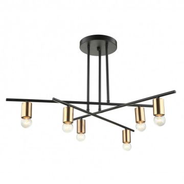 Italux NORMANI MDM3658/6 BK+BRO Lustr 6x60W/E27