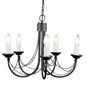 Elstead Lighting CARISBROOKE CB5-BLACK Lustr 5x60W/E14