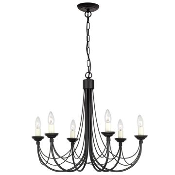 Elstead Lighting CARISBROOKE CB6-BLACK Lustr 6x60W/E14