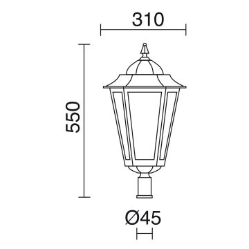 Novolux ELITE 6 096R-G05X1A-02 Lampička na sloup 1x70W/E27 IP43