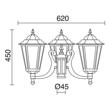 Novolux ELITE 6 096U-G05X1A-01 Lampička na sloup 3x70W/E27 IP43