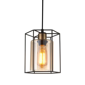 Italux KALULA PND-78901-1-BK+AMB Závěsná lampa 1x40W/E27 IP20