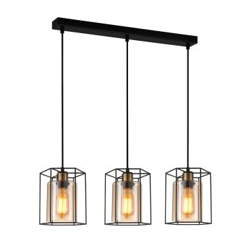 Italux KALULA PND-78901-3-BK+AMB Závěsná lampa 3x40W/E27 IP20