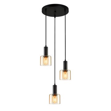 Italux SANTIA PND-65342-3A-BK+AMB Závěsná lampa 3x40W/E27 IP20